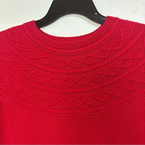 Talbots Petite Women's Red Sweater Medium Petite Mp 3D Knit Pullover Crewneck - Picture 2 of 7